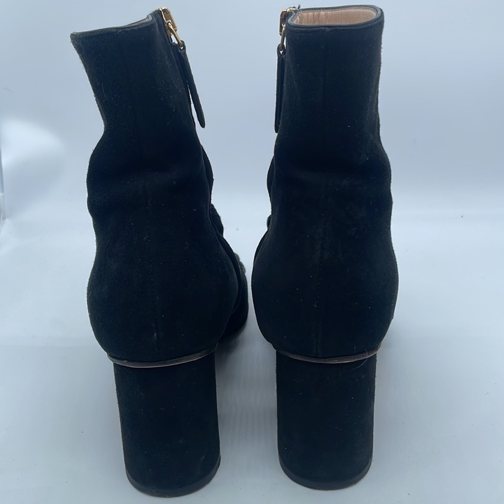 Gucci Black Suede leather Fringe trim GG marmont ankle boots 38 - Picture 5 of 11